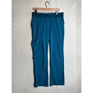 Koi Basics Holly Scrub Pants Teal Blue Cargo Ribbed Waist 732R Medium Regular